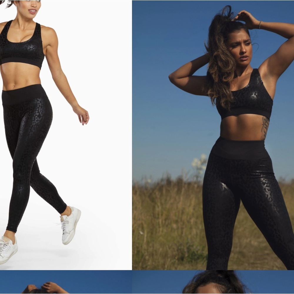 Wolf and WhistleBlack Leopard Print Women's Leggings-NWT